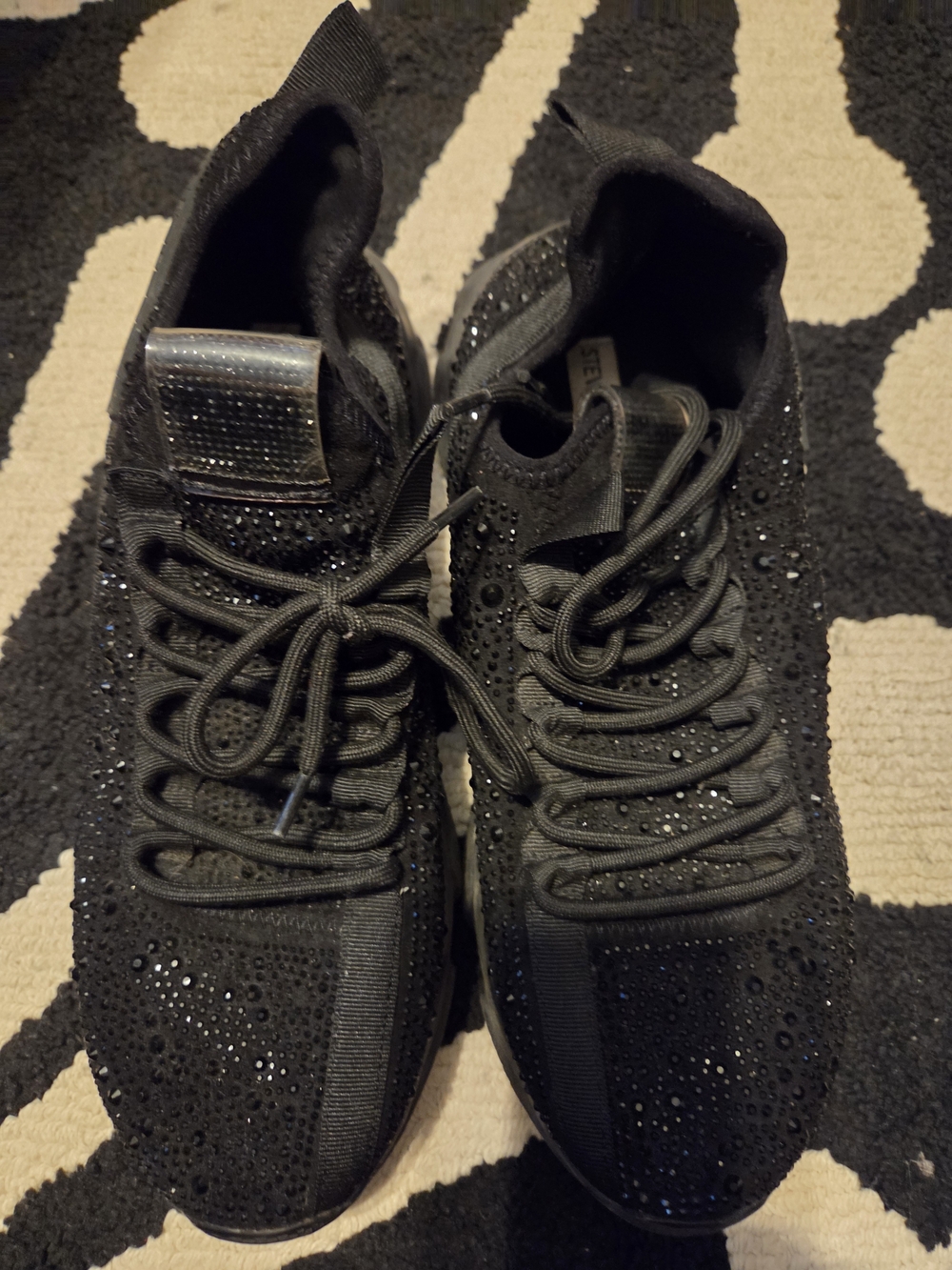 Steve Madden Women's Black Crystal Knit Slip-On Sneakers